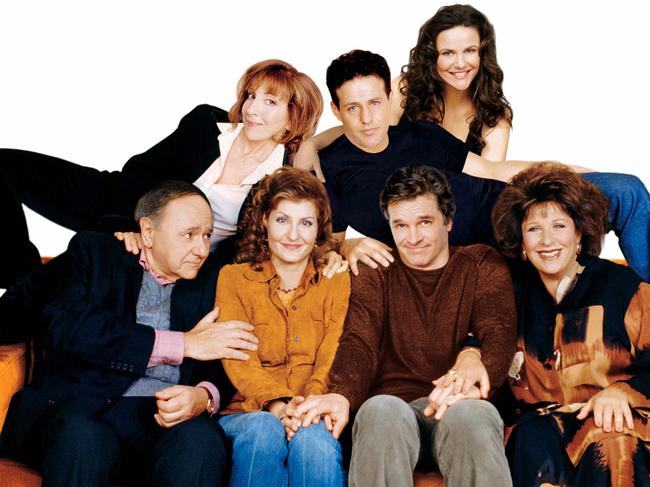 My Big Fat Greek Life cast including actress Nia Vardalos (Front row 2nd L), actor Steven Eckholdt (R of Nia), Lainie Kazan, Michael Constantine, Andrea Martin, Louis Mandylor and Gia Carides.