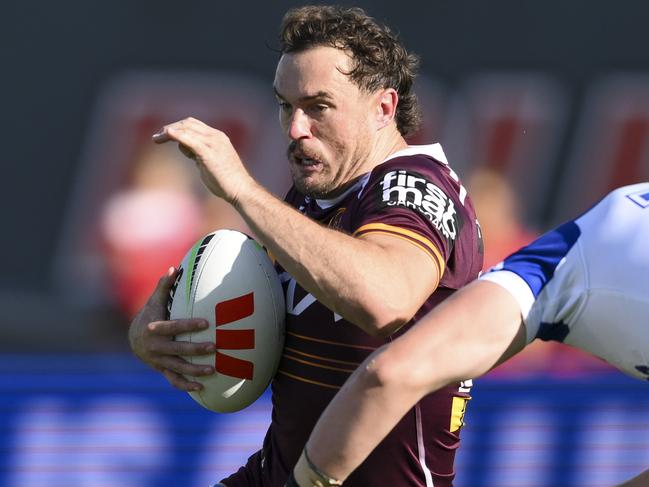 Kobe Hetherington carts the ball up against Bulldogs. Pic: NRL