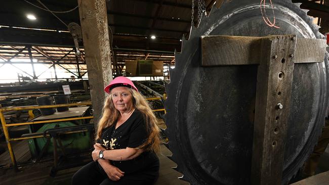 J Notaras and Sons general manager Donna Layton talks of the hardships still facing the sawmill industry in the years following huge bush fires. Picture: Lyndon Mechielsen/The Australian