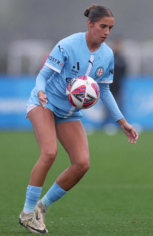 Mariana Speckmaier in action for Melbourne City during March. Picture: Daniel Pockett/Getty Images