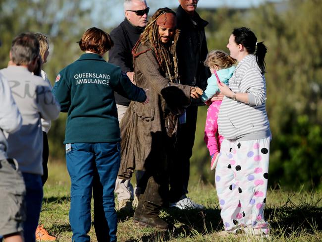 Actor Johnny Depp arrives at Raby Bay to go to Pirates of the Caribbean set. Picture: Mark Calleja