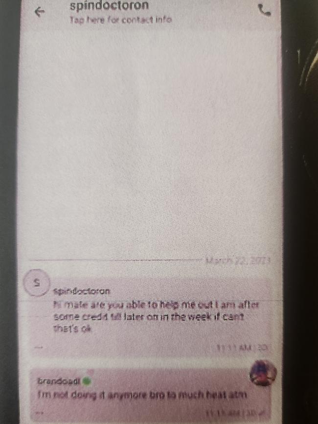 Some of the texts Verban sent to his customers. Photo: Courts SA