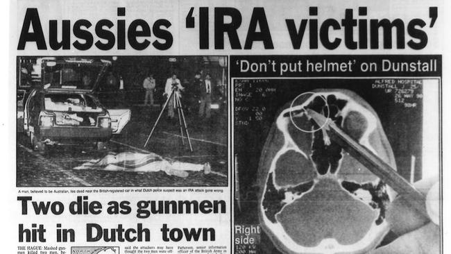 Front page of newspaper 'The Herald'. May 28, 1990. Aussies 'IRA victims'.