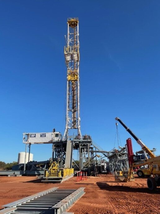 H & P super-spec FlexRig on location at the SS2 well pad, as drilling begins on Tamboran Resources Shenandoah South Pilot Project in the Beetaloo Basin.