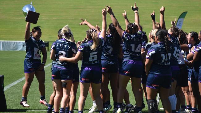 Ipswich SHS celebrate winning the 2024 Queensland state final. Picture: Eddie Franklin