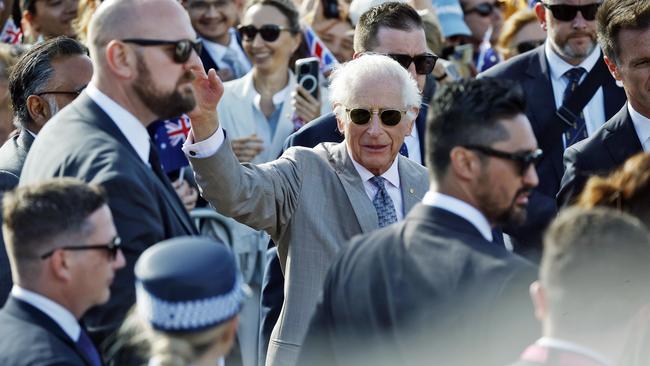 King Charles and Queen Camilla arrive at the Sydney Opera House and are greeted by thousands of fans. Picture: Sam Ruttyn