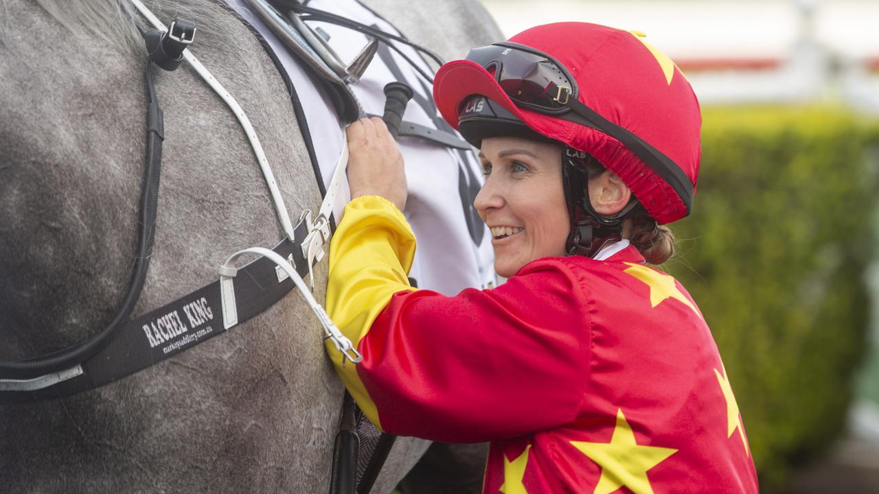 SYDNEY, AUSTRALIA - JULY 18: Rachel King is seen after winning race 5 the Quincy Seltzer Handicap  on Paths Of Glory during Sydney Racing at Royal Randwick Racecourse on July 18, 2020 in Sydney, Australia. (Photo by Jenny Evans/Getty Images)