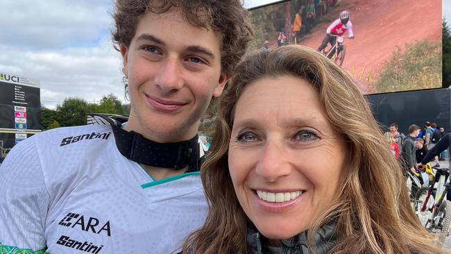 Michelle Stanton and son Jed at a World Cup mountain biking event in Italy in June.