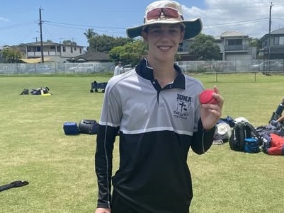 FInn Haller of Iona after he took 7-7 in the AIC T20 tournament.