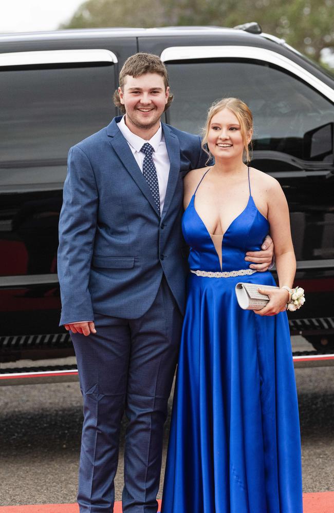 Graduate Lukas Honan is partnered by Hayley Atkins at The Industry School formal at Clifford Park Racecourse, Tuesday, November 12, 2024. Picture: Kevin Farmer