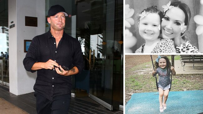 Michael Clarke, left, leaves Ravesis at Bondi on Thursday; Kyly Boldy’s Instagram ‘twinning’ post with daughter Kelsey Lee, top right,; Kelsey Lee at the park.