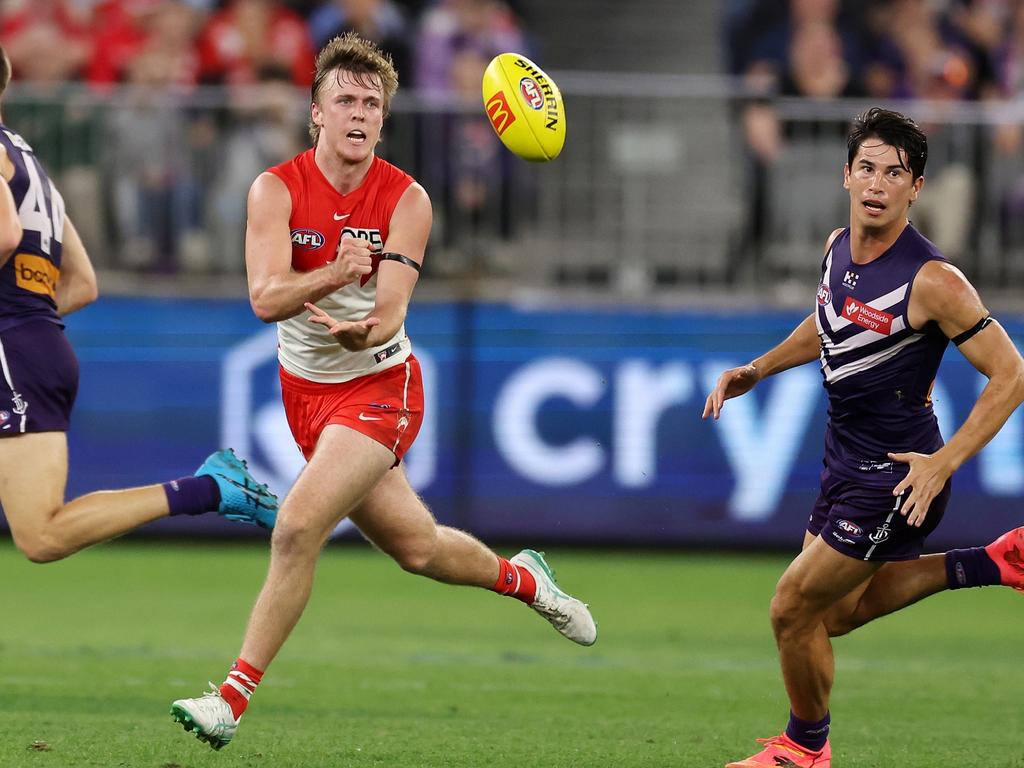 Jordon was one of the Swans’ best in their big win over the Dockers. Picture: Will Russell/AFL Photos via Getty Images