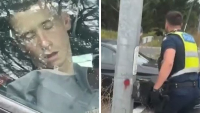 Wanted man falls asleep at traffic lights. Picutre: 7News