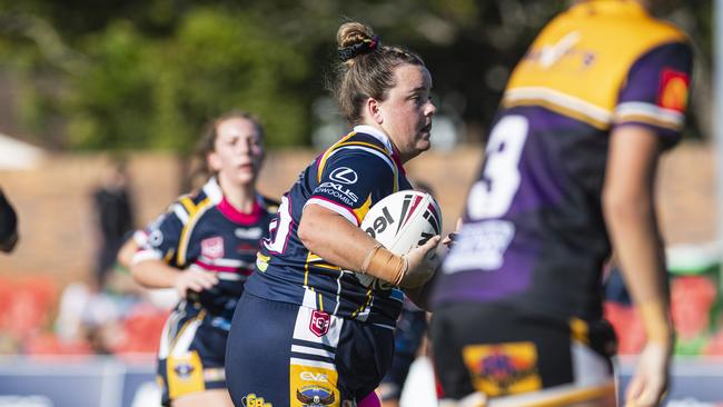 Taylah Hancock for Highfields against Gatton in TRL Women grand final rugby league at Toowoomba Sports Ground, Saturday, September 14, 2024. Picture: Kevin Farmer