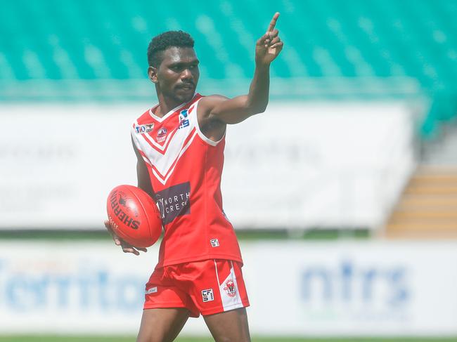 Kim Kantilla as Waratahs V Tiwi Bombers at TIO Stadium . Pic Glenn Campbell