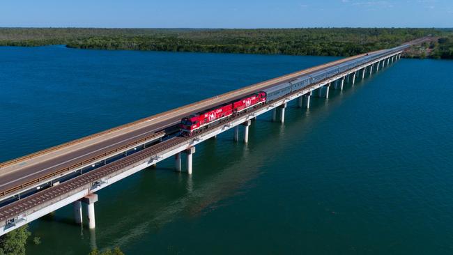 After a five-month hiatus due to the coronavirus pandemic, The Ghan once again arrives in Darwin. Picture: Will Zwar