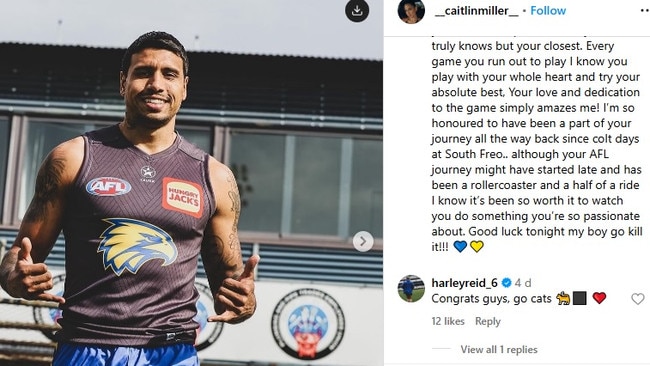 Harley Reid's questionable IG comment.