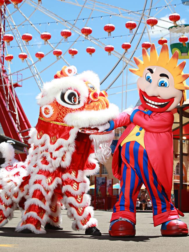 A Chinese dragon and Luna Bob at Luna Park last year. Picture: Adam Yip