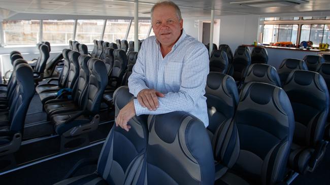 David Harris inside the ferry, which will be making one return service a day.