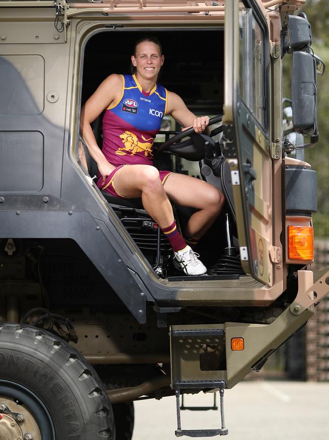 Brisbane star Kate Lutkins is a driver in the ADF. Picture: Peter Wallis