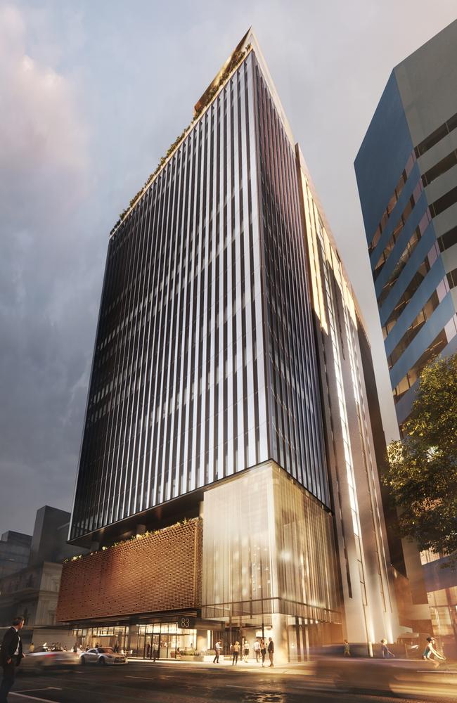 Plans for the Pirie St site include a landscaped rooftop terrace, an onsite wellbeing lifestyle centre and ground floor retail. Picture: DPTI