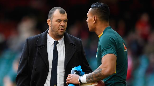 Michael Cheika with Israel Folau. Picture: Getty