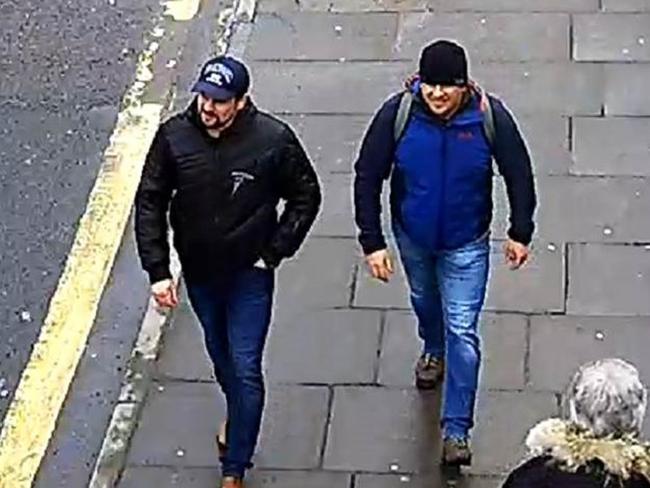 The pair were seen smiling as they strolled through Salisbury hours before the attack on the Skripals. Picture: Metropolitan Police via Getty Images