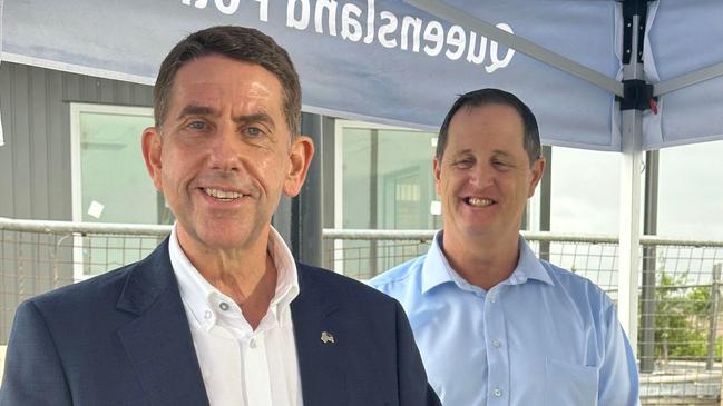 Deputy Premier Cameron Dick and Caloundra MP Jason Hunt. Picture - Madeline Grace.