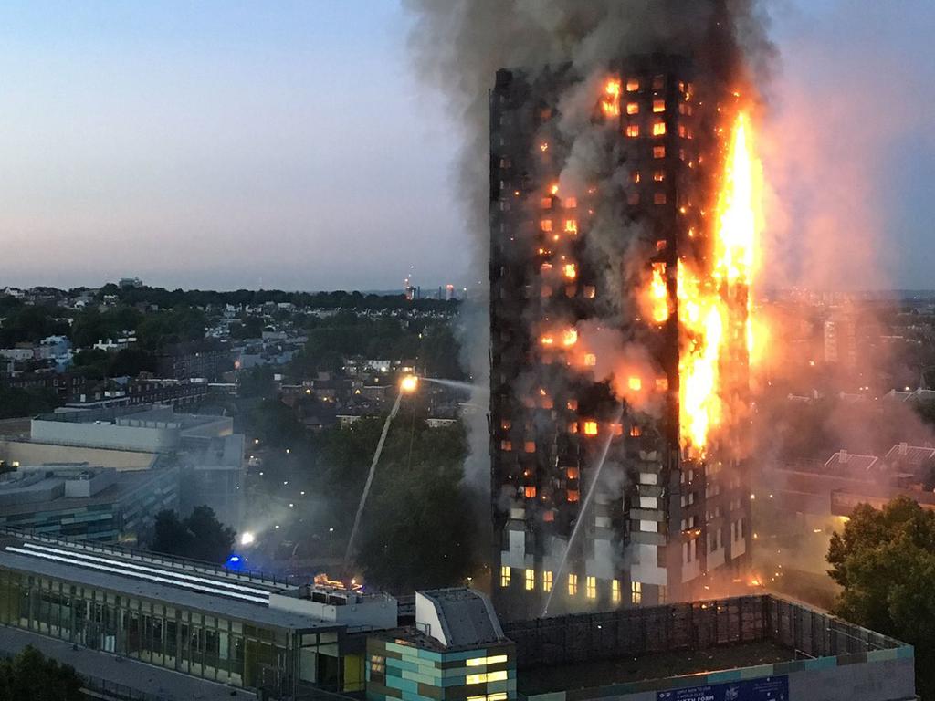 A view of Grenfell Tower on fire taken by a local resident. 71 people lost their lives on the night of the blaze. Picture: Natalie Oxford / AFP