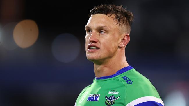 CANBERRA, AUSTRALIA - AUGUST 26: Jack Wighton of the Raiders is pictured during the round 26 NRL match between Canberra Raiders and Brisbane Broncos at GIO Stadium on August 26, 2023 in Canberra, Australia. (Photo by Mark Nolan/Getty Images)