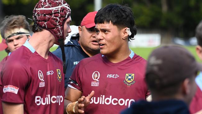 Jack Henry and Xander Iosefo. Premier rugby grade Colts between Brothers and GPS. Saturday July 6, 2024. Picture, John Gass