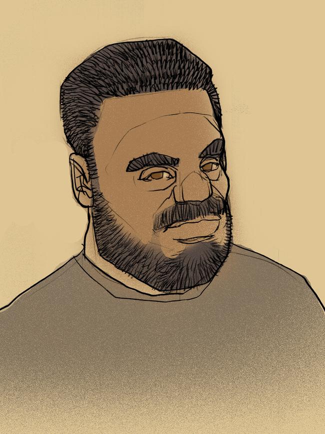 Tuhirangi-Thomas Tahiata is on trial for the killings and has pleaded not guilty to two counts of murder in the Brisbane Supreme Court. (Court illustration)