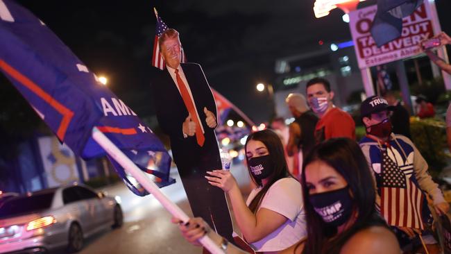 Trump supporters cheer on the President in Miami. Picture: Getty Images