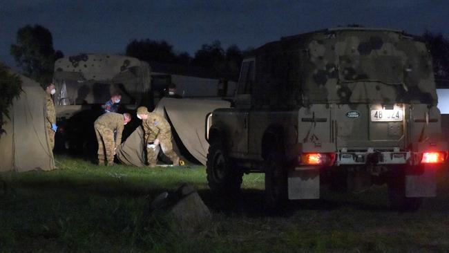 The military sets up tents outside Epping Gardens. Picture: Tony Gough