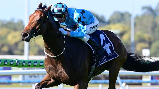 Redford steams away to win on debut for new trainer Stuart Kendrick. Picture: Grant Peters - Trackside Photography