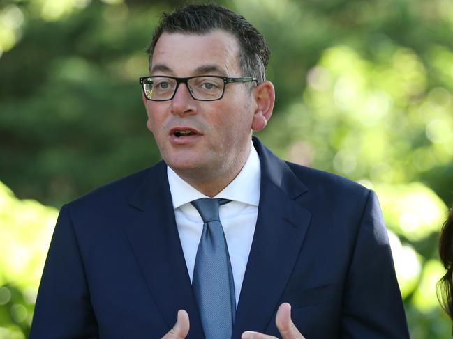 Victorian Premier Daniel Andrews and Minister for Energy Lily D'Ambrosio, hold a press conference at Parliament house in Melbourne, Tuesday, February 19, 2019. The Andrews government will put forward a bill to legislate a Victorian default power offer to cut household power bills. (AAP Image/David Crosling) NO ARCHIVING,