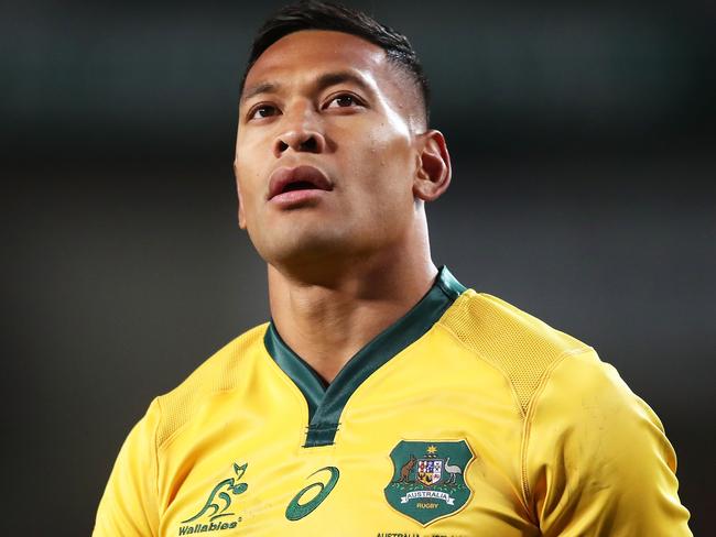 SYDNEY, AUSTRALIA - JUNE 23:  Israel Folau of the Wallabies looks on during the Third International Test match between the Australian Wallabies and Ireland at Allianz Stadium on June 23, 2018 in Sydney, Australia.  (Photo by Matt King/Getty Images)