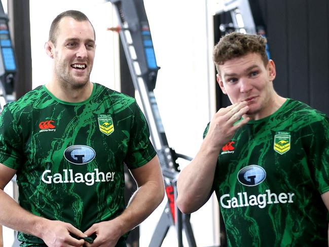 Isaah Yeo (L) will captain the Kangaroos at the Pacific Championships, while Penrith teammate Liam Martin (R) will miss the tournament due to injury. Picture: Getty Images