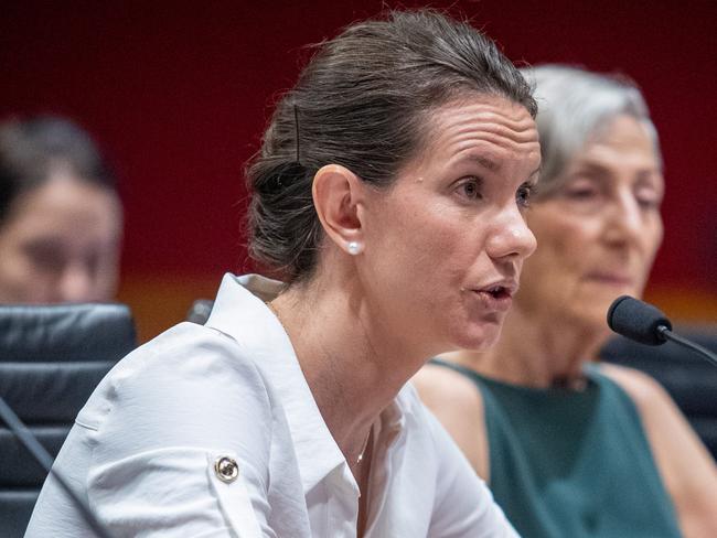 SYDNEY, AUSTRALIA - NCA NewsWire Photos February 28, 2024: NSW Minister of Water, Housing, Homelessness, Mental Health, Youth, the North Coast Minister, Rose Jackson at the Budget Estimates hearing held at the NSW Parliament in Sydney.Picture: NCA NewsWire / Christian Gilles