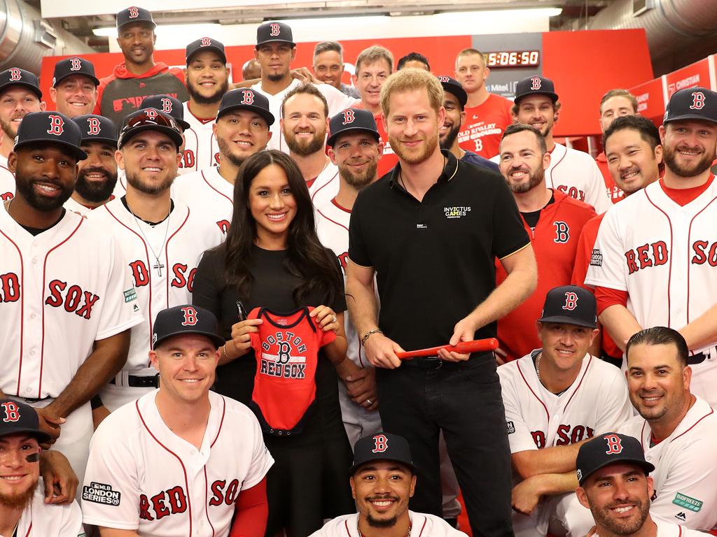 Meghan and Harry with the Red Sox. Picture: Chris Jackson/Invictus Games Foundation