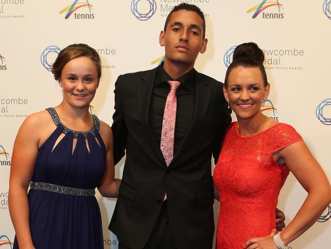 Ash Barty, Nick Kyrgios and Casey Dellacqua. Kyrgios said he “always knew” Barty was “going to be a champion”.