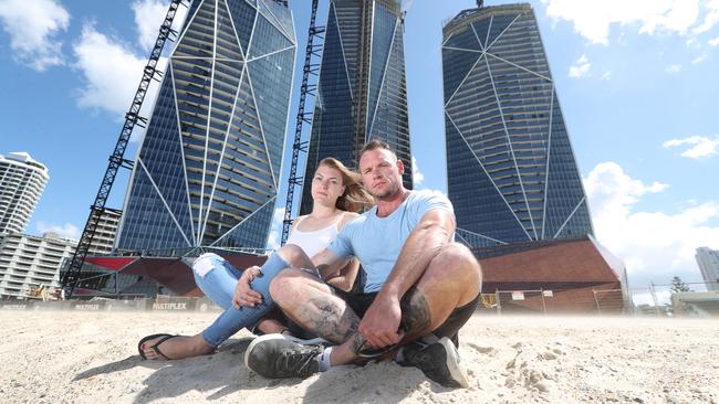 Josh Ryan is one of the workers who has lost his job at Jewel. Photo of him with his partner Bobbie-Leigh Cable. Photo by Richard Gosling