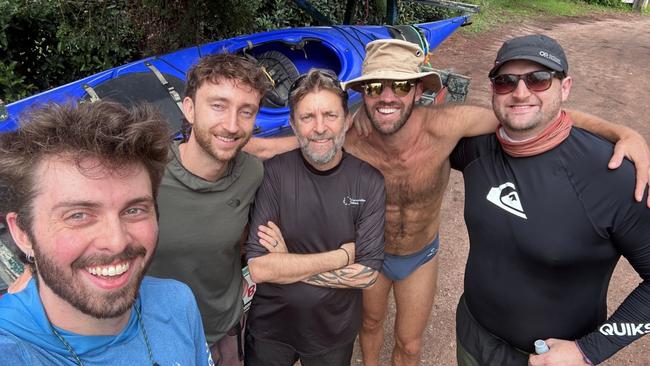 Dan Slater (centre) about to go kayaking.
