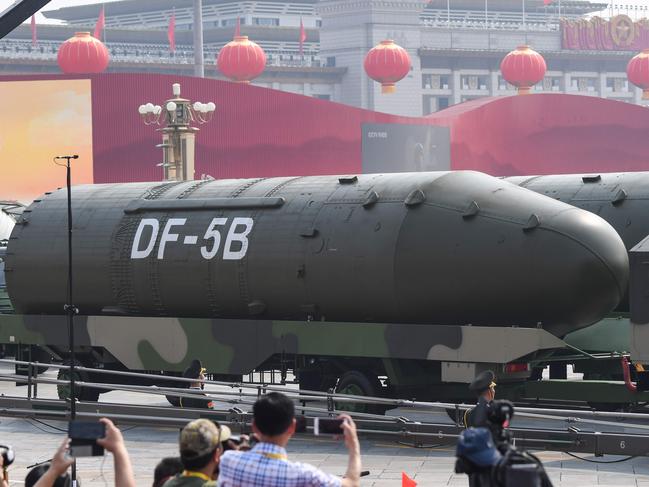 Ballistic missiles in a military parade in Beijing. Picture: AFP