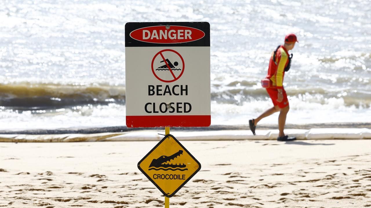 A popular beach in Port Douglas has been closed following the confirmed sighting of “quite a big” saltwater crocodile swimming in the area. Picture: Brendan Radke