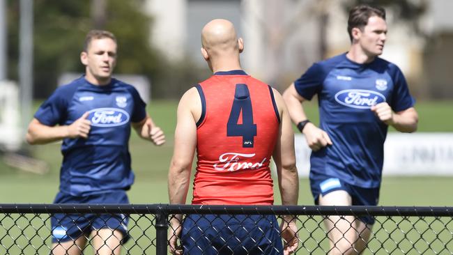 How will Joel Selwood, Gary Ablett and Patrick Dangerfield go in SuperCoach? Picture: Alan Barber