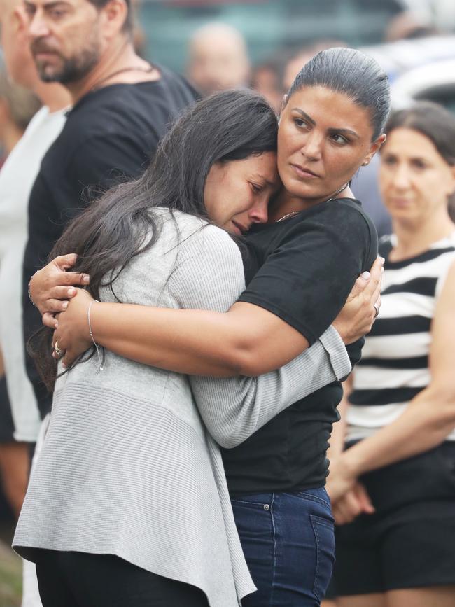 Mother Leila Geagea Abdallah hugs a friend in Oatlands. Picture: John Grainger