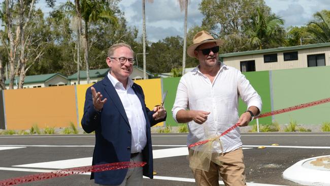 Nationals MLC Ben Franklin and Byron mayor Simon Richardson at the opening of the Byron Bay Bypasson Saturday, February 27, 2021. Picture: Liana Boss