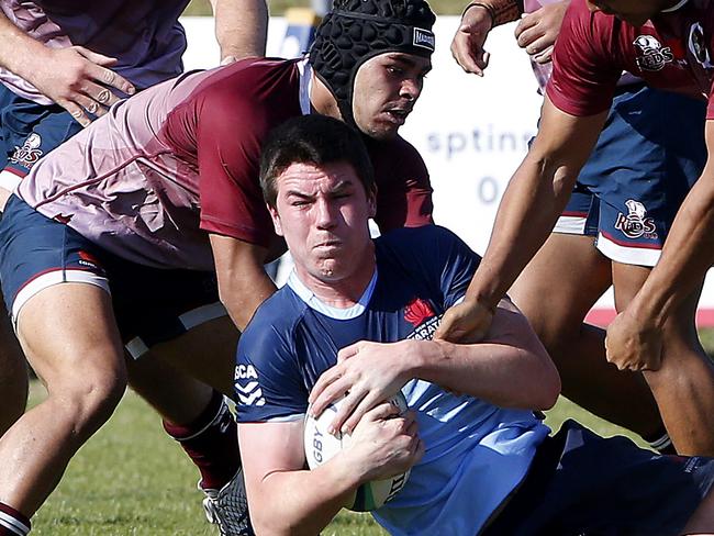 Waratahs' Eamon Doyle with the ball. Junior Rugby Union. Under 18s NSW Waratahs  v Queensland Reds. Picture: John Appleyard