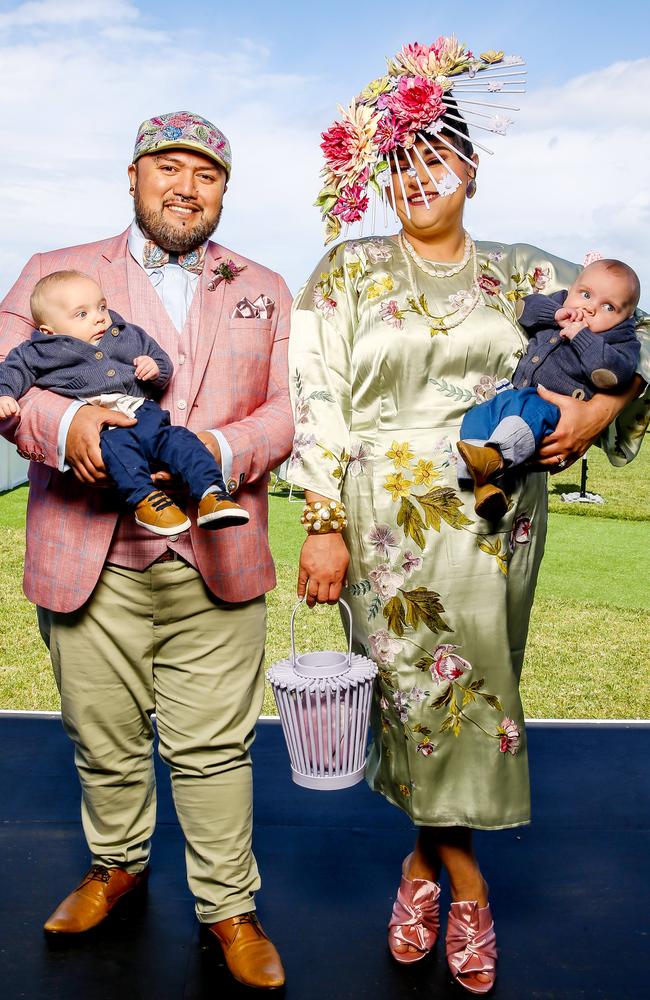 Great fashion sense clearly runs in the family. George and Zorza Goodman with five-month-old twins Ollie and Teddy are looking sharp. Picture: Tim Carrafa